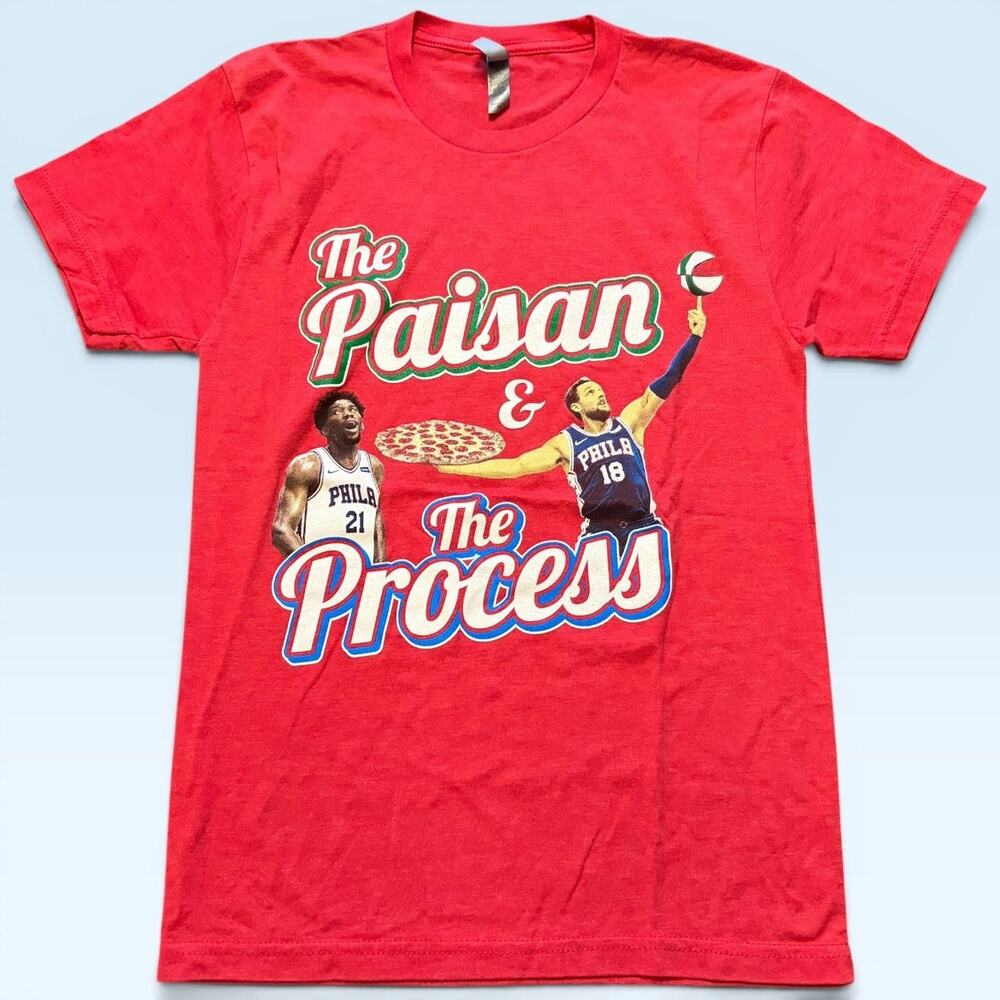 Philadelphia 76ers Shirt Mens XS Red NBA Basketball Paisan & The Process